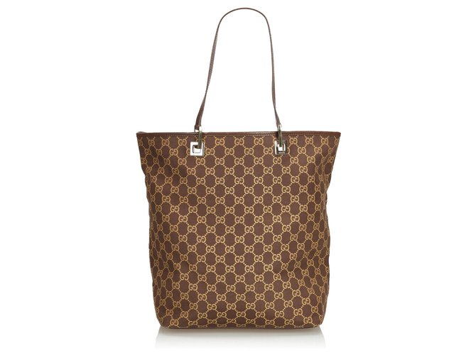 Gucci Brown GG - Canvas-Einkaufstasche Braun Hellbraun Leder Leinwand Tuch  ref.128057