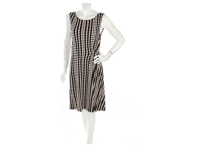 Tory Burch Seidenkleid Schwarz Beige Gr. L