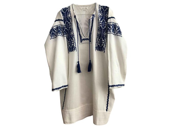 Isabel Marant Robes Coton Blanc Bleu  ref.128101