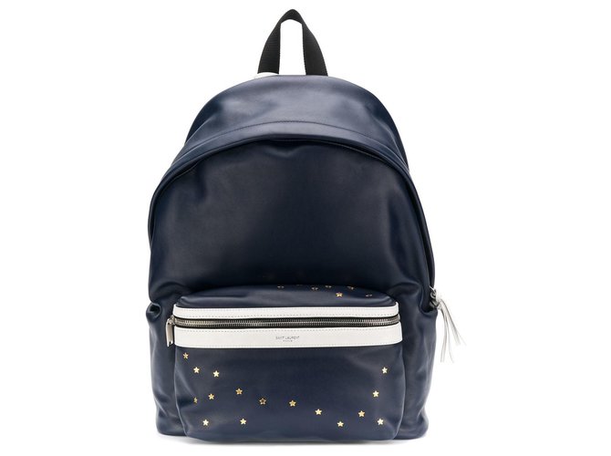 Yves Saint Laurent backpack Blue Leather  ref.128111