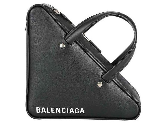 BALENCIAGA TRIANGLE SHOULDER BAG NEW Black Leather  ref.128133