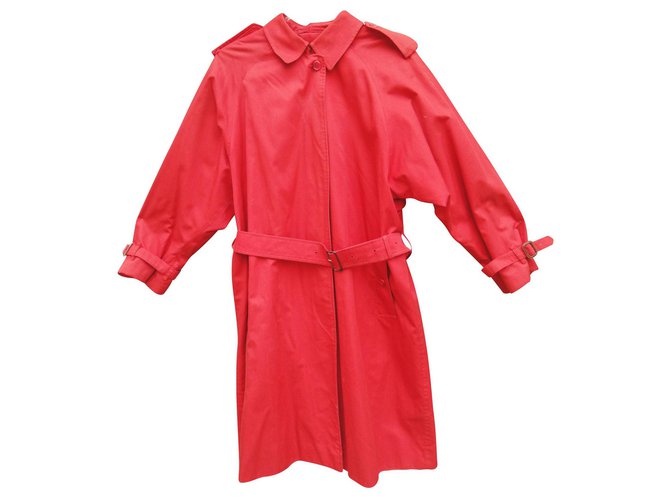 imperméable Burberry vintage taille 42 Coton Polyester Rouge  ref.128217