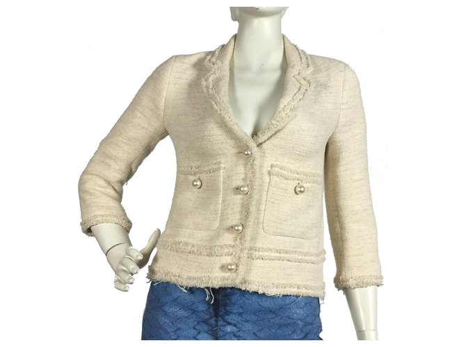 Zara Cream tweed jacket  ref.128226
