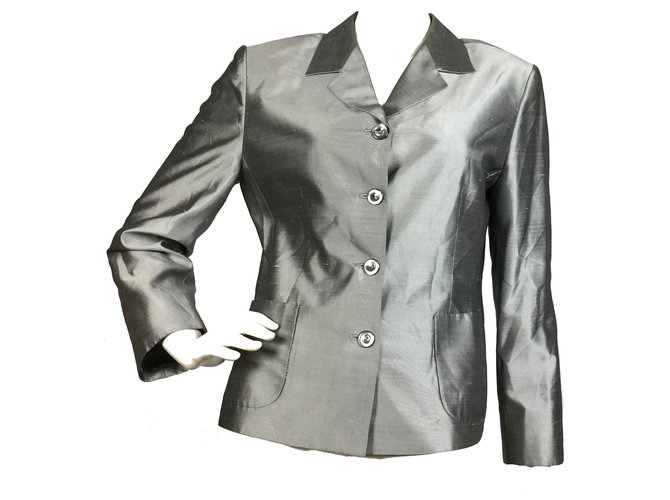 Marella Silk blend jacket Grey Acetate  ref.128230