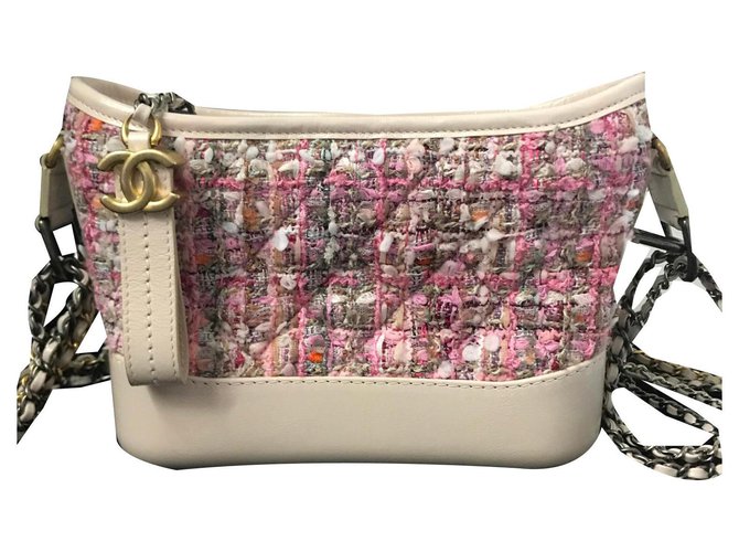 CHANEL BAG BORSA Piccola borsa GABRIELLE di CHANEL SMALL Rosa Multicolore Pelle Tweed  ref.128296