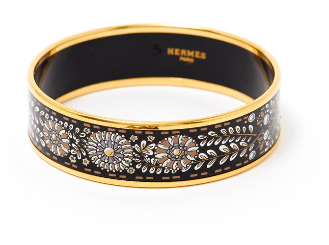 Hermès EMAIL LARGE BLACK GOLD S Nero Bianco D'oro Metallo  ref.128316
