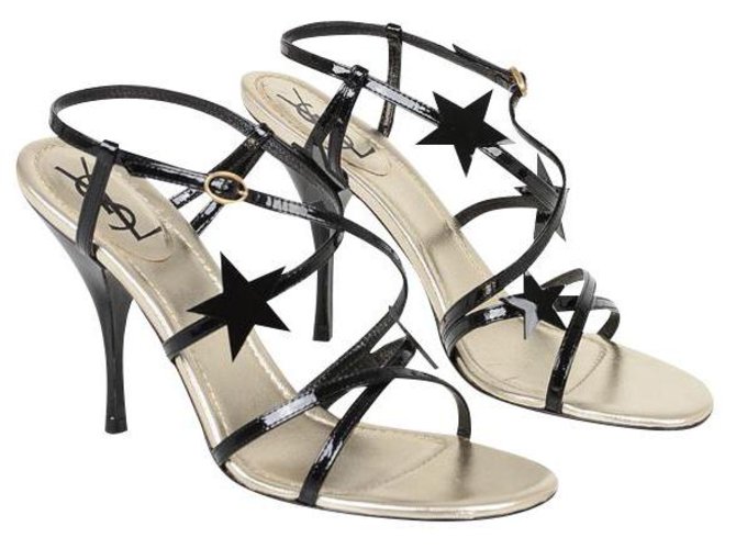 Yves Saint Laurent Chaussures sandalettes cuir Noir  ref.128322