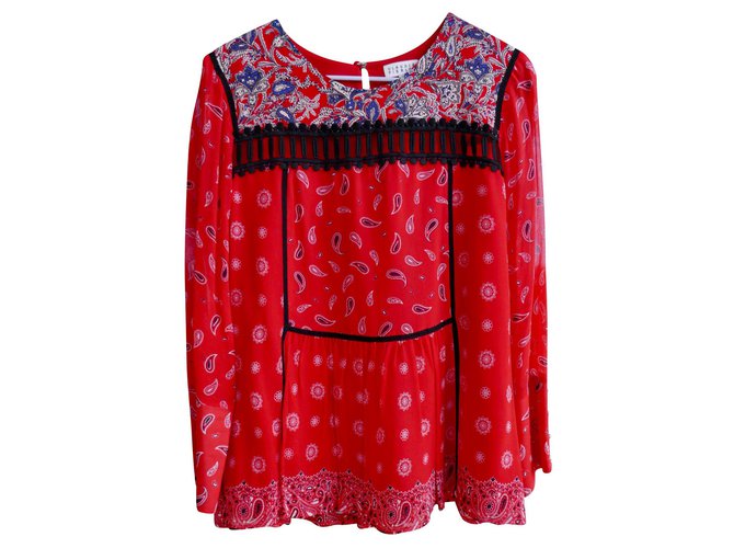 Claudie Pierlot padrão de paisley blusa vermelha claudie pierrot Vermelho Viscose  ref.128352
