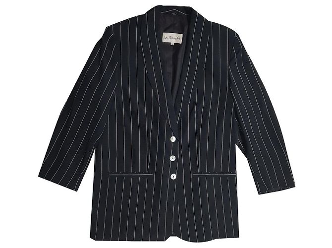 Autre Marque Les Essentiels Gestreifter Blazer Schwarz Weiß Viskose
