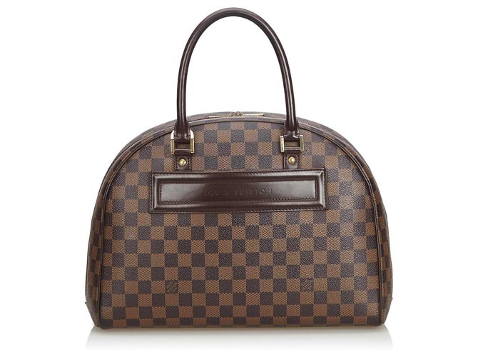 Louis Vuitton Brown Damier Ebene Nolita Leather Cloth  ref.128385