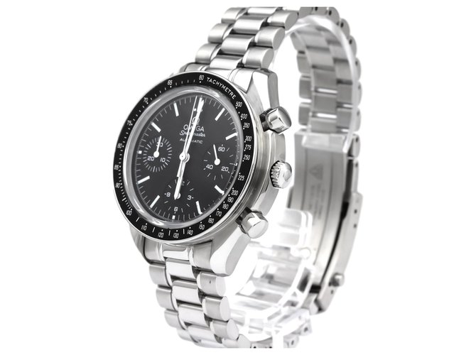 Omega Silver Stainless Steel Speedmaster Reduced II Automatic Watch 3539.50.00 Black Silvery Metal  ref.128421