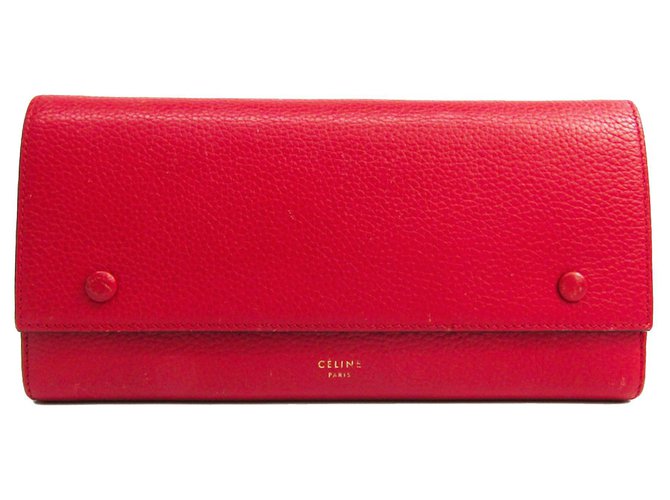 Céline Celine Red Large Multifunctional Flap Wallet Leather Pony-style calfskin  ref.128448