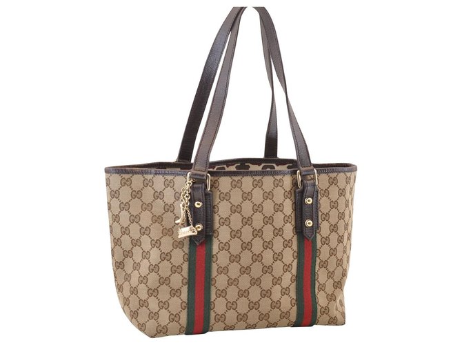 Gucci Sherry Line GG Tote Bag Brown Cloth  ref.128459