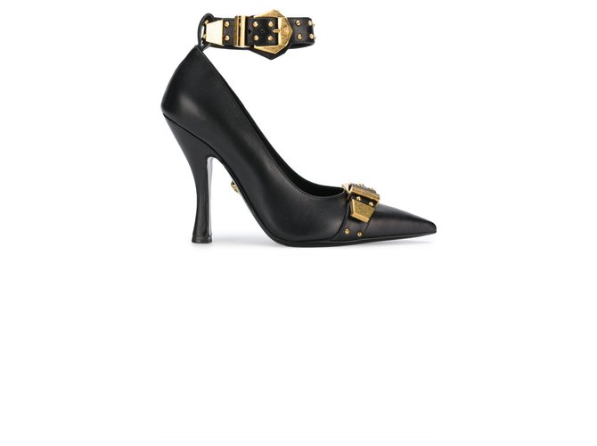 Versace Heels Black Leather  ref.128473