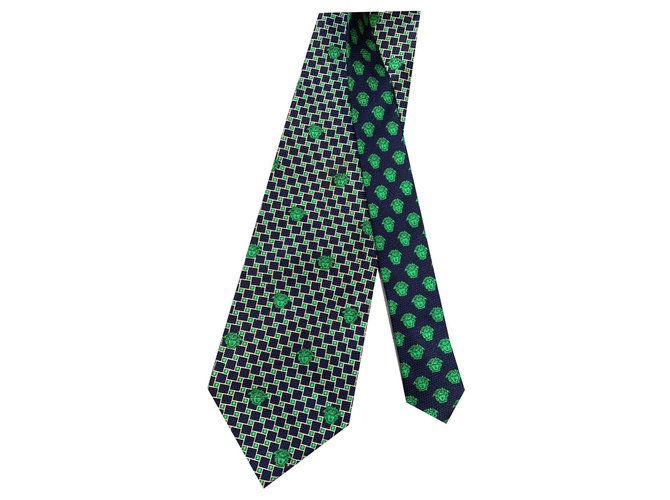 Gianni Versace Cravatte Verde scuro Seta  ref.128491