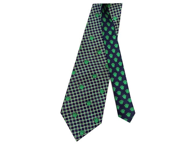 Gianni Versace Medusa Silk Tie Dark Green