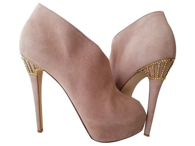 Le Silla Ankle boots wedge heel gold jewelry and rhinestones Pink Deerskin  ref.128493