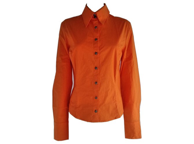 Versace Jeans Couture Medusa Shirt Orange Cotton  ref.128515