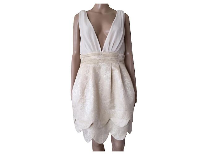 Autre Marque H&M Kleid creme aus Polyester Größe 42