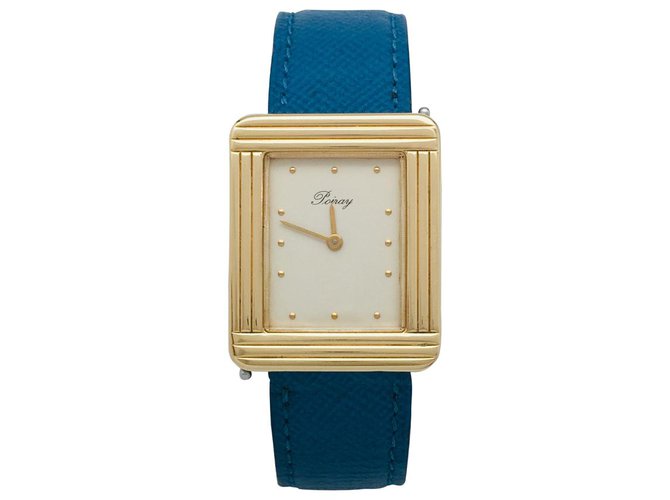 Reloj Poiray "My First" en oro chapado en acero., correa de cuero intercambiable.  ref.128537