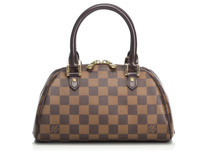 Louis Vuitton Brown Damier Ebene Mini Ribera Leather Cloth  ref.128610