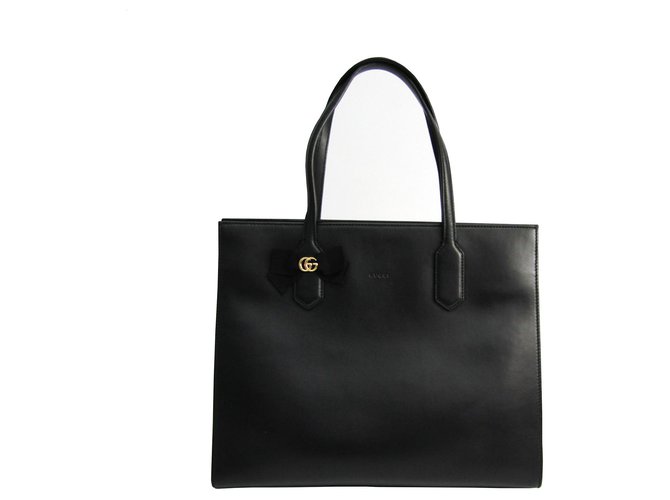 Gucci Black GG Ribbon Leather Shoulder Bag  ref.128612