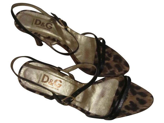 Sandálias Dolce & Gabbana em couro marrom claro Castanho claro