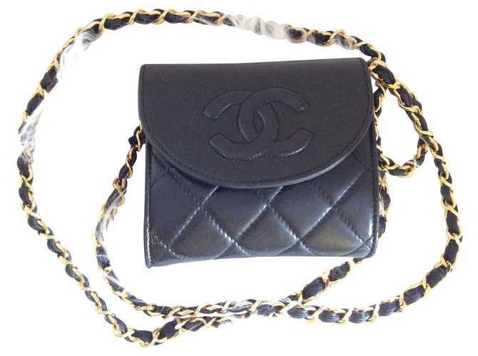 Chanel Clutch-Taschen Schwarz Leder  ref.128677