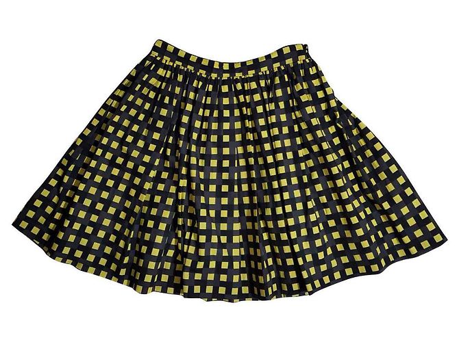 Saia xadrez Msgm preta e amarela de algodão Preto Amarelo