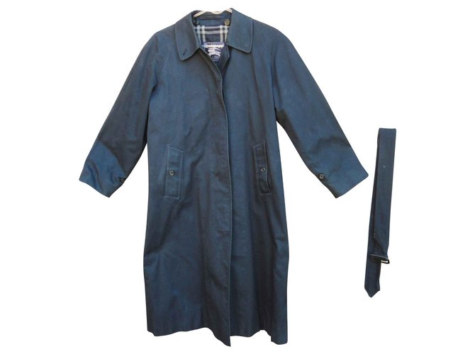 imperméable Burberry vintage taille 36 à doublure laine amovible Coton Polyester Bleu Marine  ref.128708