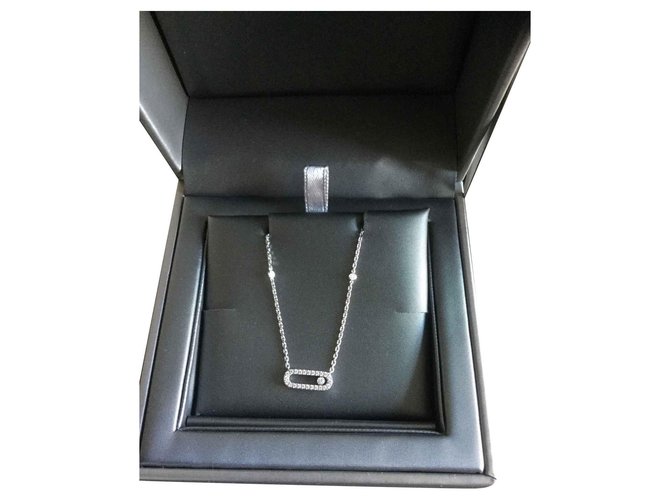 Collier Messika Move Uno or blanc Silvery White gold  ref.128712