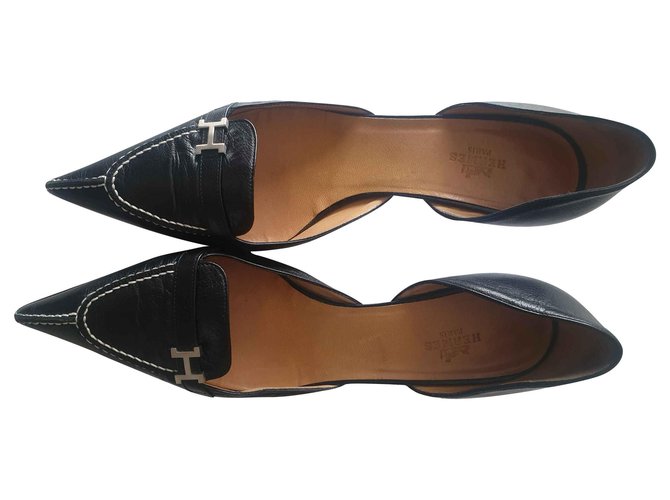 Hermès Heels Black Leather  ref.128750