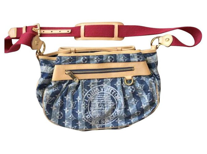 Louis Vuitton Handbags Blue Leather Denim  ref.128762