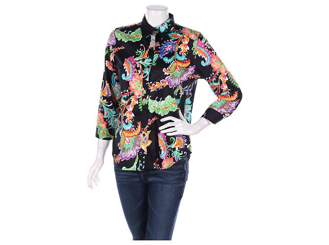 Camicia Ralph Lauren a maniche lunghe floreale nera in cotone Nero Multicolore