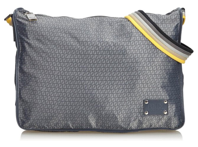 Fendi Gray Zucchino Nylon Shoulder Bag Multiple colors Grey Leather Cloth  ref.128850
