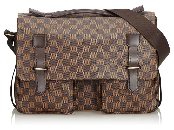 Louis Vuitton Brown Damier Ebene Broadway Leather Cloth  ref.128858