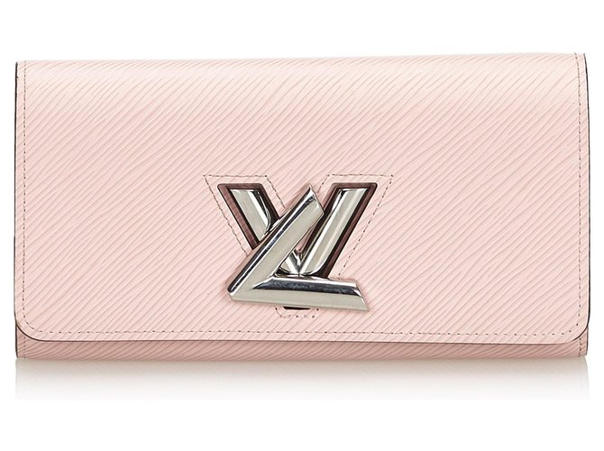 Louis Vuitton Pink Epi Twist Wallet Argento Rosa Pelle Metallo  ref.128859