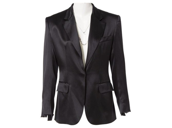 Yves Saint Laurent black silk jacket  ref.128944