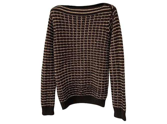 Les Petites Black and gold boat neck sweater Wool  ref.128995