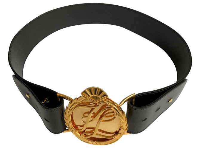 Cintura vintage in pelle di Karl Lagerfeld Nero  ref.129017