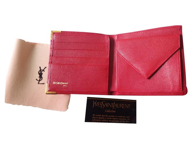 Yves Saint Laurent Wallets Red Leather  ref.129029