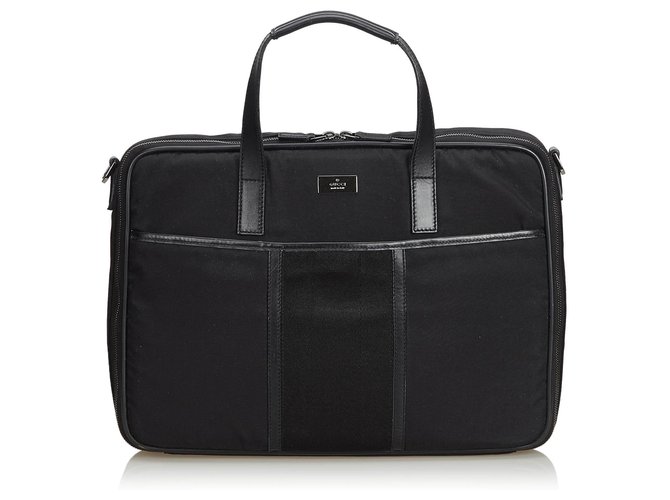 Gucci Black Nylon Business Bag Leather Cloth  ref.129064