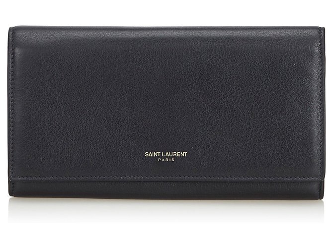 Yves Saint Laurent YSL Black Leather Long Wallet  ref.129110