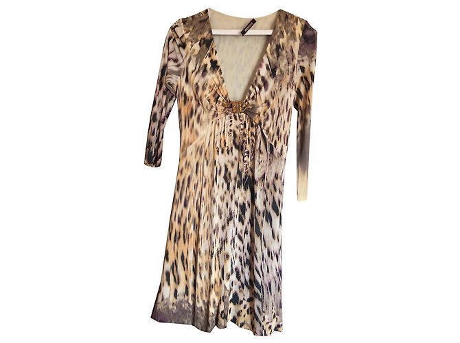 Vestido Roberto Cavalli Estampado Leopardo Viscosa M Multicolor