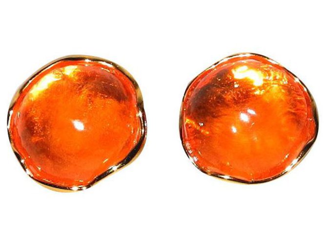 Yves Saint Laurent Earrings Golden Orange Metal  ref.129146