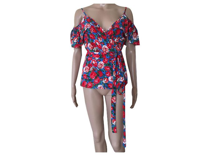 Topshop Viscose Top Schwarz Rot