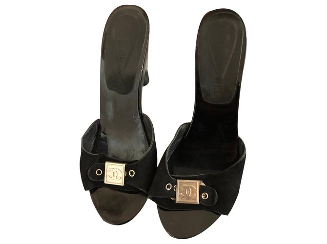 Chanel sandali Nero Pelle  ref.129208