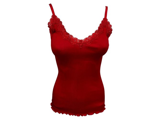 Bruce Field Tank top with lace finishes Red Silk  ref.129217