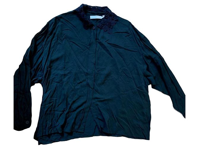 Chantal Thomass Bluse mit Spitzenkragen Schwarz