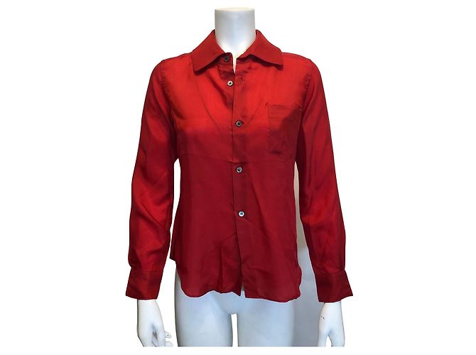 Camicia in cupro rossa Comme Des Garcons Rosso